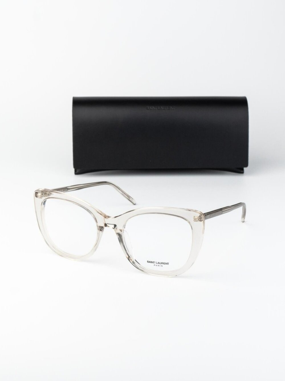 Saint Laurent Women Eyeglasses Transparent Beige Cat Eye SL778 004 NEW AUTHENTIC